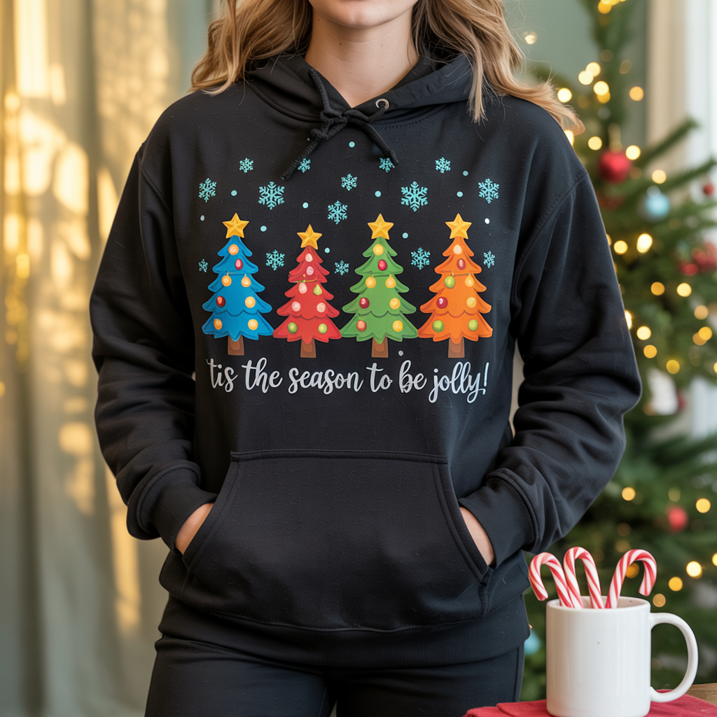 Tis The Season To Be Jolly Christmas Hoodie – Cute Holiday Sweatshirt for Women 2025