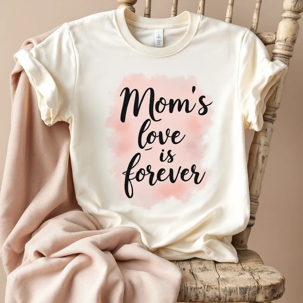 Mom’s Love Is Forever Watercolor Script T-Shirt – Sentimental Mother’s Day Tee